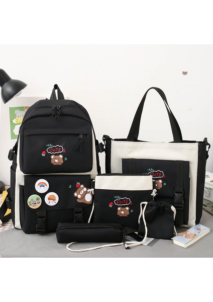 Yeni Ilkokul Öğrencilerinin Okul Çantası Beş Parçalı Set Bayan Hafif ve Sevimli Çanta Öğrenci Sırt Çantası Kızın Omuz Çantası Adına Tek Parça (Yurt Dışından)
