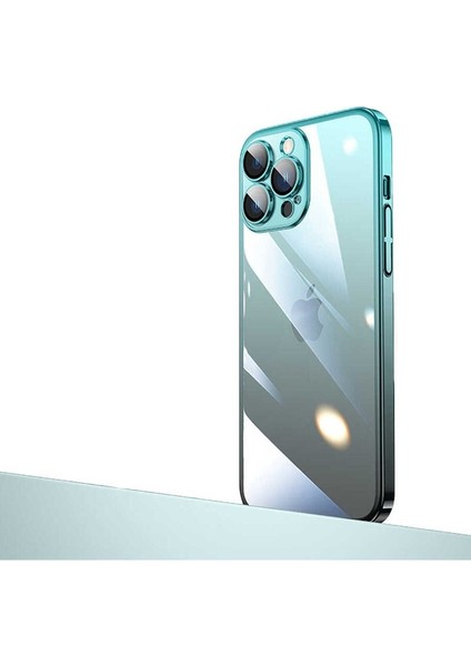 Apple iPhone 14 Pro Uyumlu Kılıf Parlak Renk Geçişli Kamera Korumalı Senkron Kapak, Mavi-Siyah