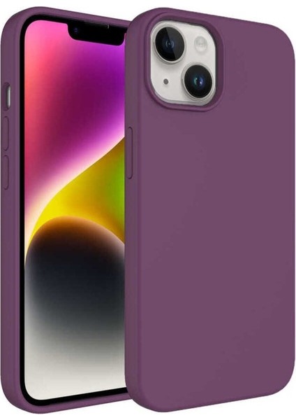 Apple iPhone 14 Plus Uyumlu Kılıf Sıvı Teknolojili Silinebilir Sert Kivi Kapak, Mor