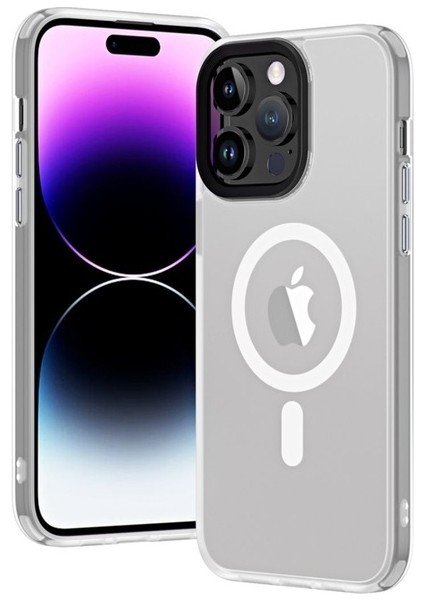 Apple iPhone 14 Pro Max Uyumlu Kılıf Wireless Şarj Özellikli Hibrit Magsafe Kapak, Renksiz