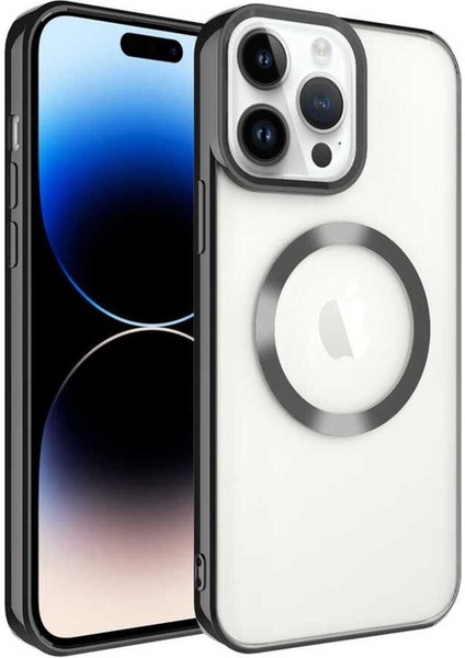 Apple iPhone 14 Pro Max Uyumlu Kılıf Magsafe Wireless Şarj Özellikli Setro Silikon, Siyah