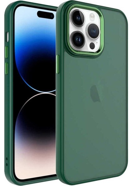 Apple iPhone 14 Pro Uyumlu Kılıf Buzlu Sert Pc May Kapak, Koyu Yeşil