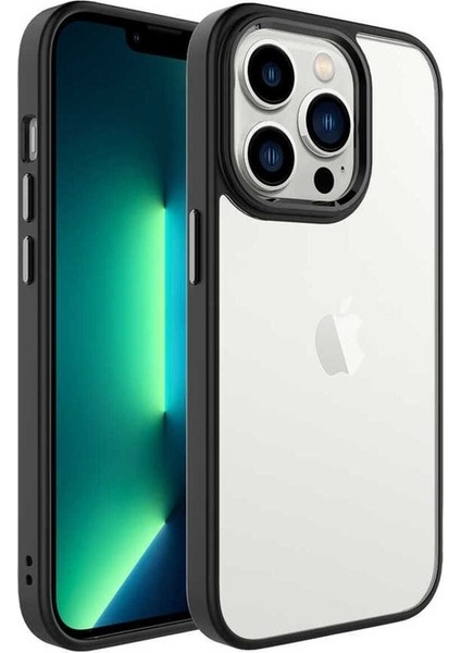 Apple iPhone 14 Pro Uyumlu Kılıf Krom Kapak, Siyah