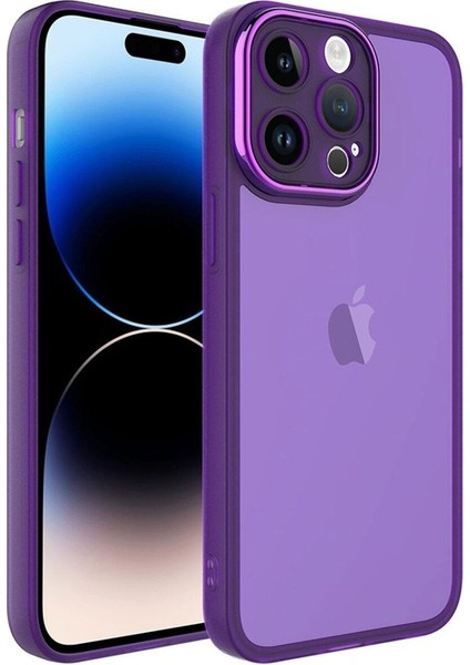 Apple iPhone 14 Pro Max Uyumlu Kılıf Kamera Korumalı Transparan Post Kapak, Derin Mor