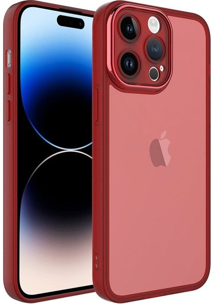 Apple iPhone 14 Pro Max Uyumlu Kılıf Kamera Korumalı Transparan Post Kapak, Kırmızı