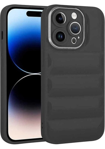 Apple iPhone 14 Pro Uyumlu Kılıf Kamera Korumalı Parlak Airbag'li Galya Kapak, Siyah