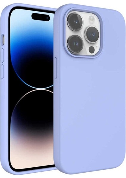 Apple iPhone 14 Pro Max Uyumlu Kılıf Sıvı Teknolojili Silinebilir Sert Kivi Kapak, Mavi Açık