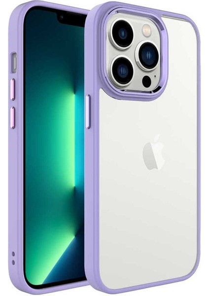 Apple iPhone 14 Pro Uyumlu Kılıf Krom Kapak, Lila