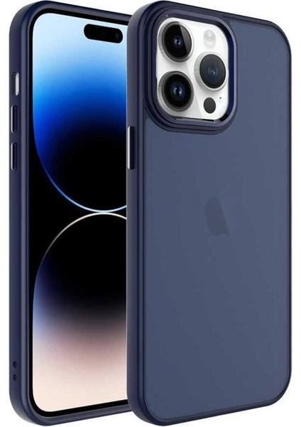 Apple iPhone 14 Pro Uyumlu Kılıf Buzlu Sert Pc May Kapak, Lacivert