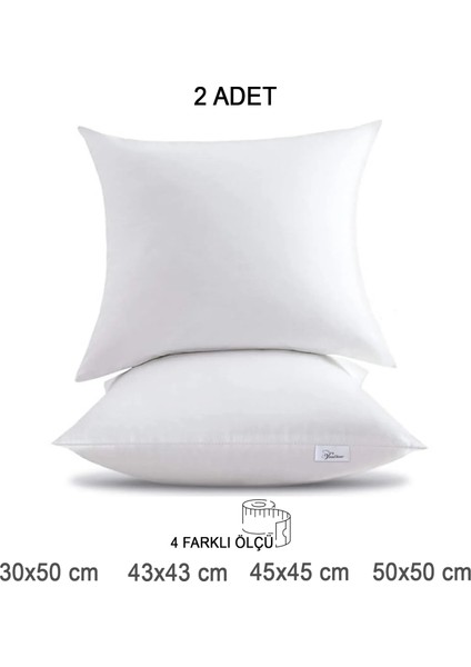 2 Adet Premium Kare Kırlent Iç Yastık Elyaf Dolgulu Oyuncu Koltuk Yastığı, 30 x 50