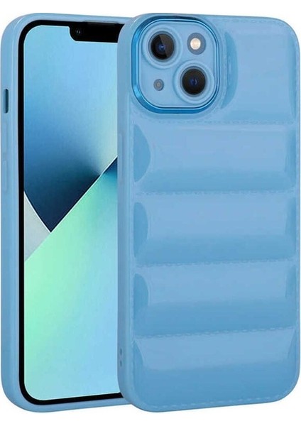Apple iPhone 14 Uyumlu Kılıf Kamera Korumalı Parlak Airbag'li Galya Kapak, Mavi