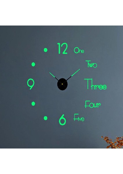 40 cm sessiz çerçevesiz yeşil duvar saati, modern ve şık dekoratif tasarım