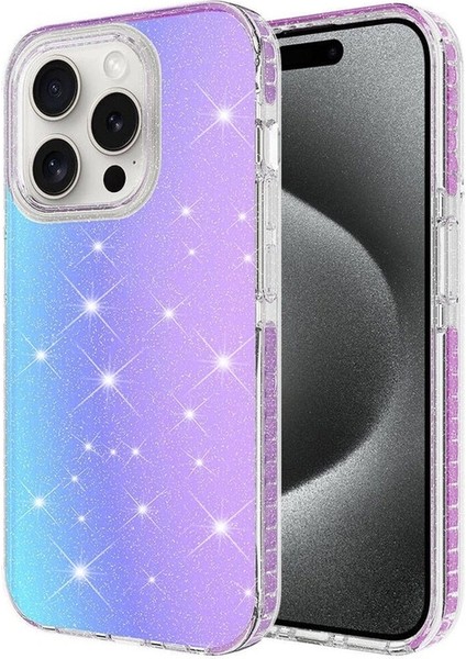 Apple iPhone 15 Pro Max Uyumlu Kılıf Parlak Renk Geçişli Velle Kapak, Mor