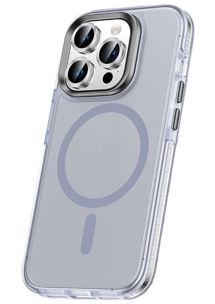 Apple iPhone 15 Pro Uyumlu Kılıf Airbagli Magsafe Wireless Şarj Özellikli Lens Koruyuculu Klaptika Kapak, Gri