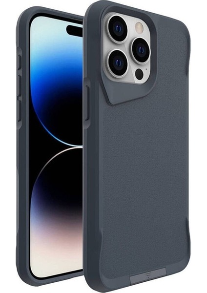 Apple iPhone 15 Pro Max Uyumlu Kılıf Airbag Kenarlı T-Max Mat Standlı Kapak, Gri