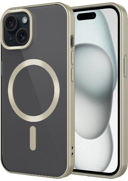 Apple iPhone 15 Plus Uyumlu Kılıf Mat Tasarımlı Magsafe Wireless Şarj Özellikli Mat Setro Kapak, Sarı