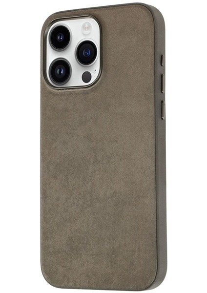 Apple iPhone 15 Pro Uyumlu Kılıf Mikro Fiber Mimoza Kapak, Kahverengi