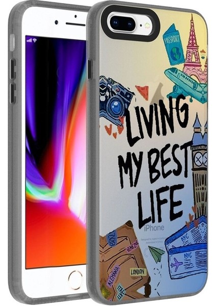 Apple iPhone 7 Plus Uyumlu Kılıf Desenli Dragon Sert Kapak, Seyahat
