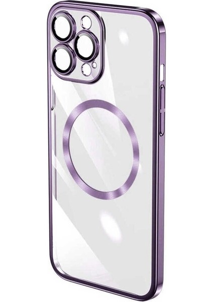 Apple iPhone 14 Pro Uyumlu Kılıf Wireless Şarj Özellikli Sert Pc Riksos Magsafe Kapak, Derin Mor