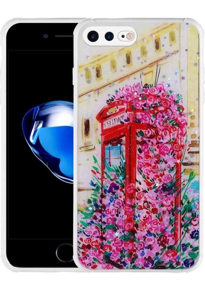 Apple iPhone 7 Plus Uyumlu Kılıf Simli Desenli Kamera Korumalı Parlak Popy Kapak, Kulübe