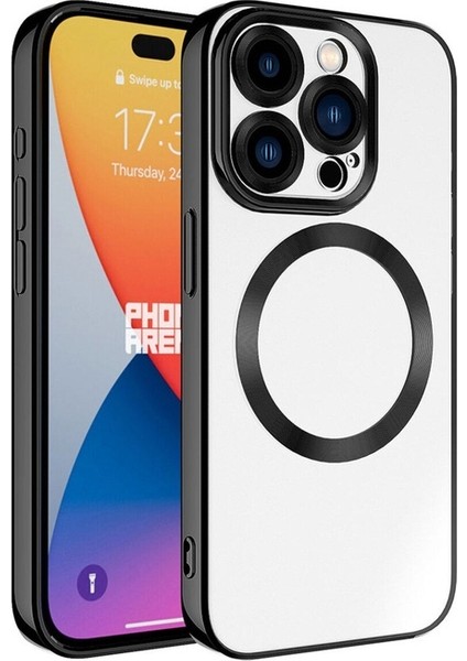 Apple iPhone 15 Pro Uyumlu Kılıf Magsafe Wireless Şarj Özellikli Setro Silikon, Siyah