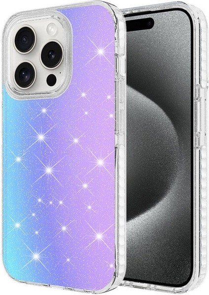 Apple iPhone 15 Pro Max Uyumlu Kılıf Parlak Renk Geçişli Velle Kapak, Beyaz