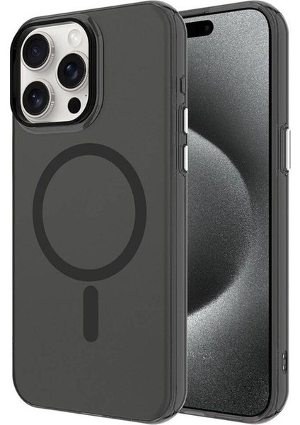 Apple iPhone 15 Pro Max Uyumlu Kılıf Magsafe Şarj Özellikli C-Pro Sert Kapak, Siyah