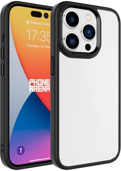 Apple iPhone 15 Pro Max Uyumlu Kılıf Krom Kapak, Siyah