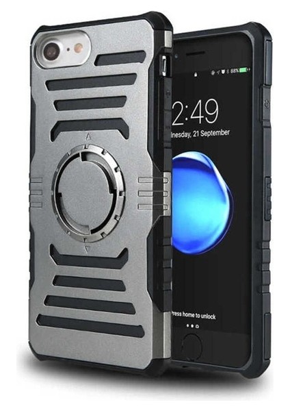 Apple iPhone 7 Uyumlu Kılıf 2 In 1 Kol Bandı, Füme