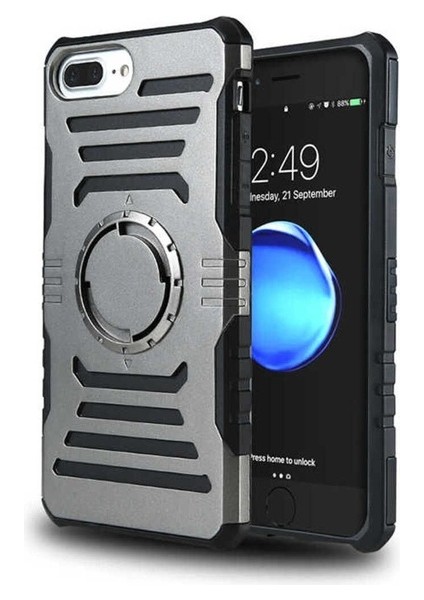 Apple iPhone 7 Plus Uyumlu Kılıf 2 In 1 Kol Bandı, Füme