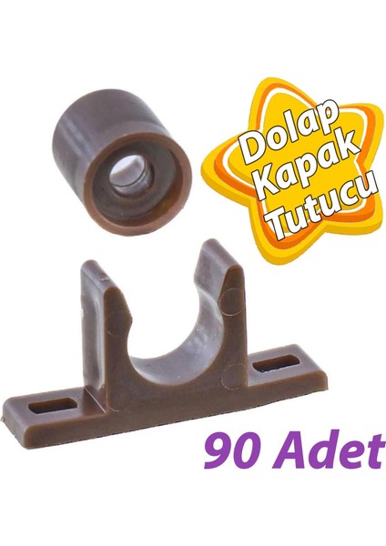 90 Adet Mobilya Dolap Kapak Plastik Çıt Çıt Kahverengi