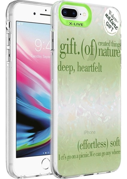 Apple iPhone 7 Plus Uyumlu Kılıf Mermer Desenli Marbello Kapak, Yeşil