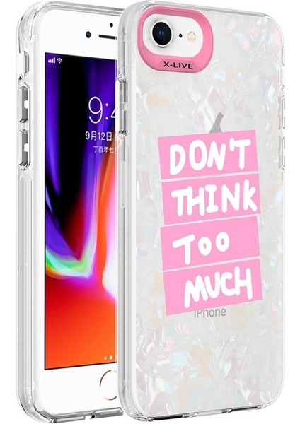 Apple iPhone 8 Uyumlu Kılıf Mermer Desenli Marbello Kapak, Pembe
