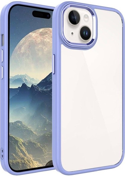 Apple iPhone 15 Uyumlu Kılıf Krom Kapak, Lila