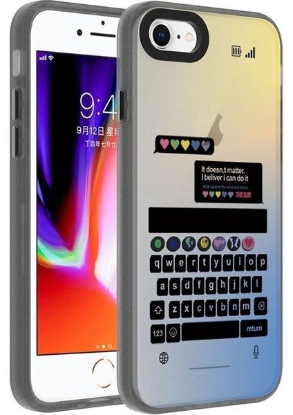 Apple iPhone Se 2022 Uyumlu Kılıf Desenli Dragon Sert Kapak, Klavye