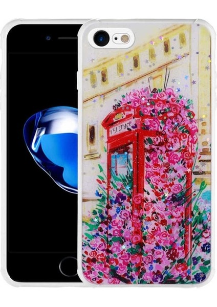 Apple iPhone Se 2020 Uyumlu Kılıf Simli Desenli Kamera Korumalı Parlak Popy Kapak, Kulübe