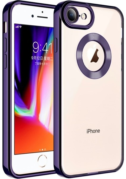 Apple iPhone Se 2022 Uyumlu Kılıf Kamera Korumalı Logo Gösteren Omega Kapak, Derin Mor