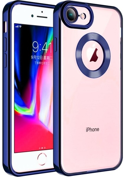 Apple iPhone Se 2022 Uyumlu Kılıf Kamera Korumalı Logo Gösteren Omega Kapak, Lacivert