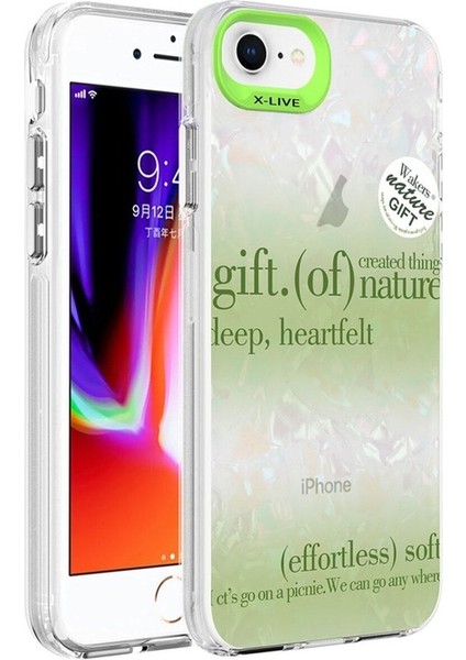 Apple iPhone Se 2020 Uyumlu Kılıf Mermer Desenli Marbello Kapak, Yeşil