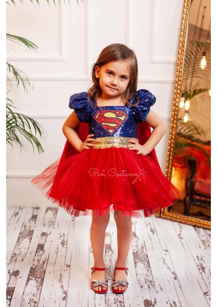 Super Hero Dc Girl Payetli Elbise