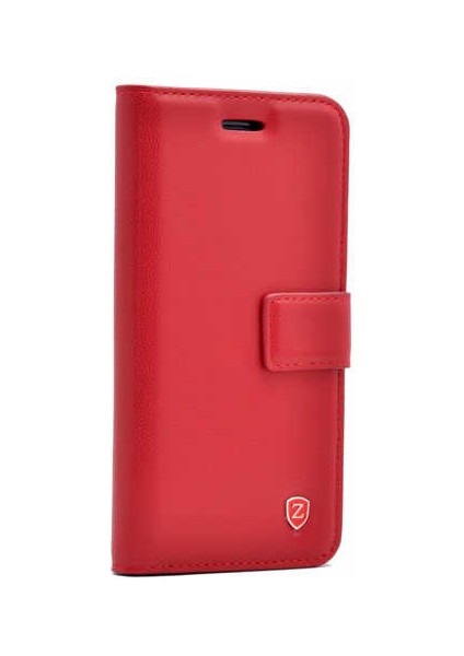 General Mobile 8 Uyumlu Kılıf New Delüxe Kapaklı Standlı Kılıf, Kırmızı