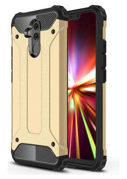 Huawei Mate 20 Lite Uyumlu Kılıf Crash Silikon Kapak, Gold