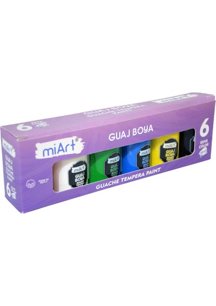 Guaj Tempera Boya Seti 6 Renk 30 ml