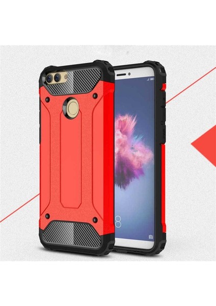 Huawei P Smart Uyumlu Kılıf Crash Silikon Kapak, Kırmızı