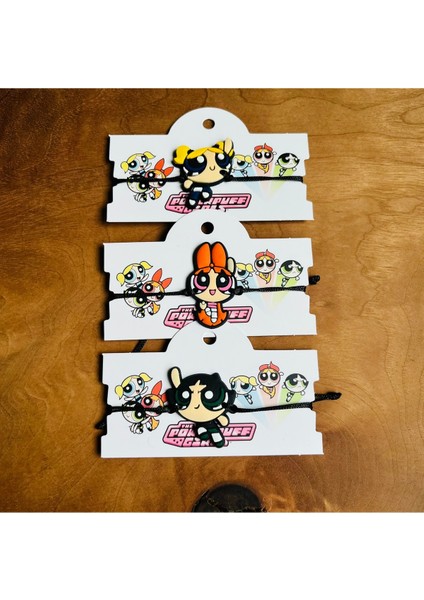 Powerpuff Girls Çocuk Bilekliği Makrome Örgülü Ipli Ayarlamalı 3 Lü Set