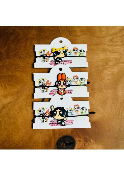 Powerpuff Girls Çocuk Bilekliği Makrome Örgülü Ipli Ayarlamalı 3 Lü Set