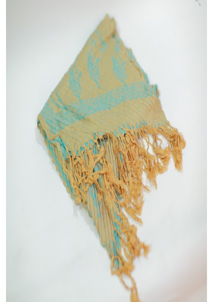 Turkuaz ve Cappuccino Rengi Desenli Pamuk Viskon Şal indirimleri