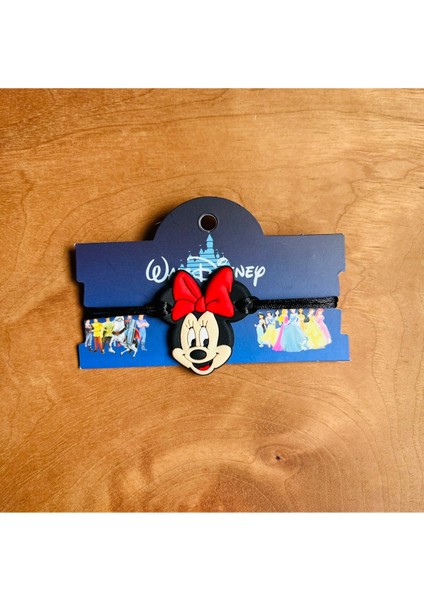 Minnie Mouse Çocuk Bilekliği Makrome Örgülü Ipli Ayarlamalı