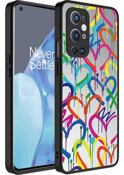 Oneplus 9 Pro Uyumlu Kılıf Aynalı Desenli Kamera Korumalı Parlak Mirror Kapak, Kalp