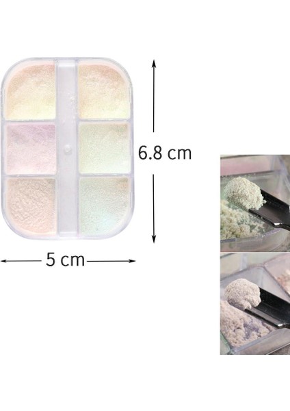 Nail Art Tırnak Süsleme Inci Tozu 6'lı Set Ayna Tozu